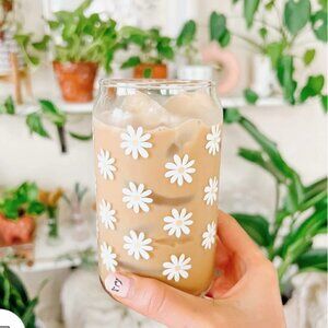 WHITE DAISY BEER CAN GLASS